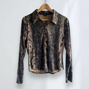 VINTAGE women’s reptile print button down, size M